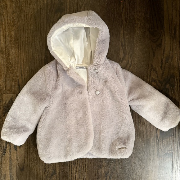 Mayoral toddler girls gray fur coat size 24 months - Picture 1 of 4
